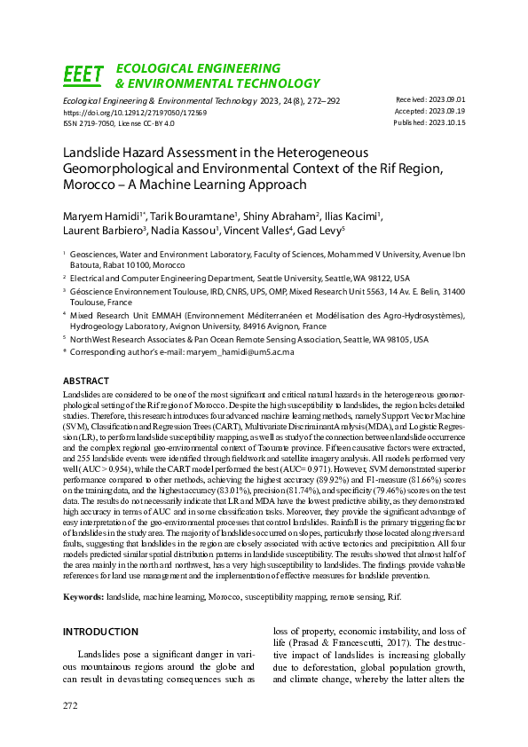 (PDF) Landslide Hazard Assessment in the Heterogeneous Geomorphological ...