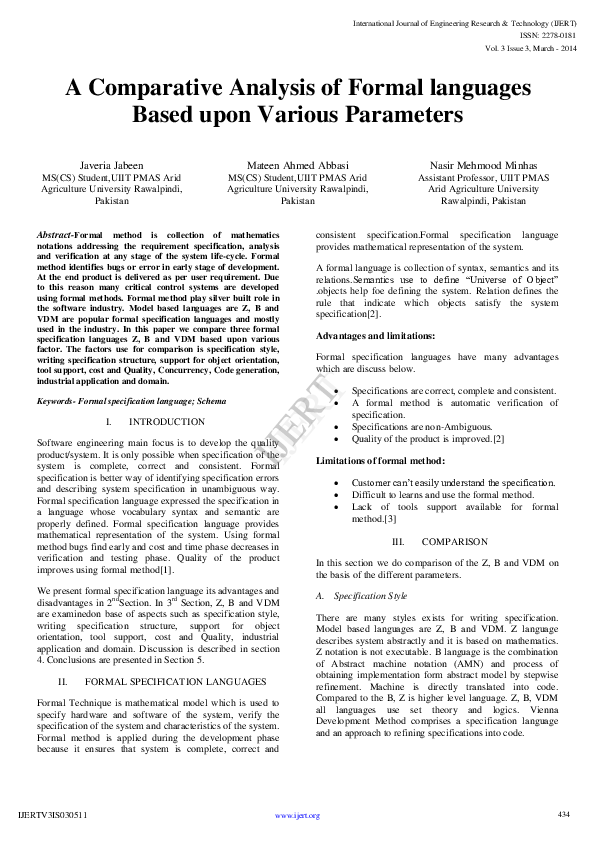 (PDF) A Comparative Analysis of Formal languages Based upon Various ...
