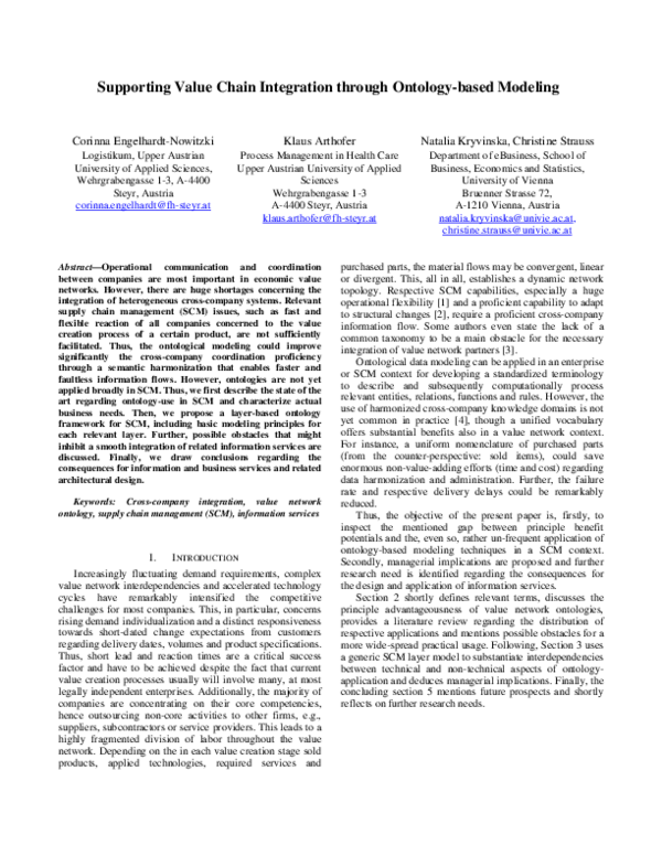 (PDF) Supporting Value Chain Integration through Ontology-Based Modeling
