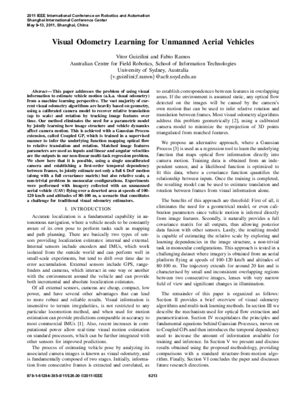 (PDF) Visual odometry learning for unmanned aerial vehicles