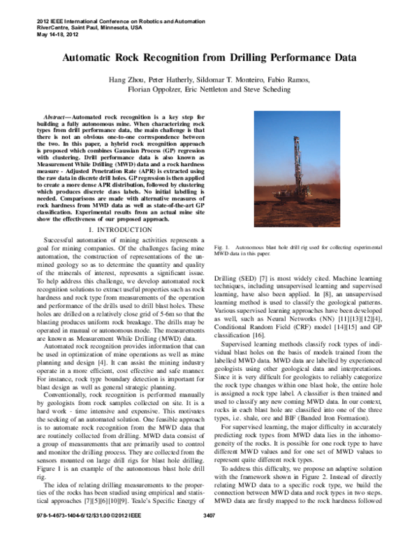 (PDF) Automatic rock recognition from drilling performance data