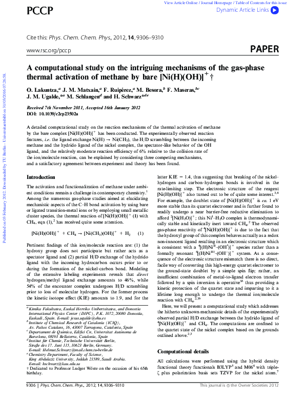 (PDF) A computational study on the intriguing mechanisms of the gas ...