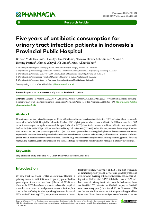(PDF) Five years of antibiotic consumption for urinary tract infection ...