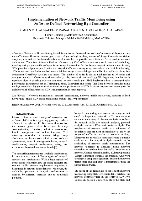 (PDF) Implementation of Network Traffic Monitoring using Software ...