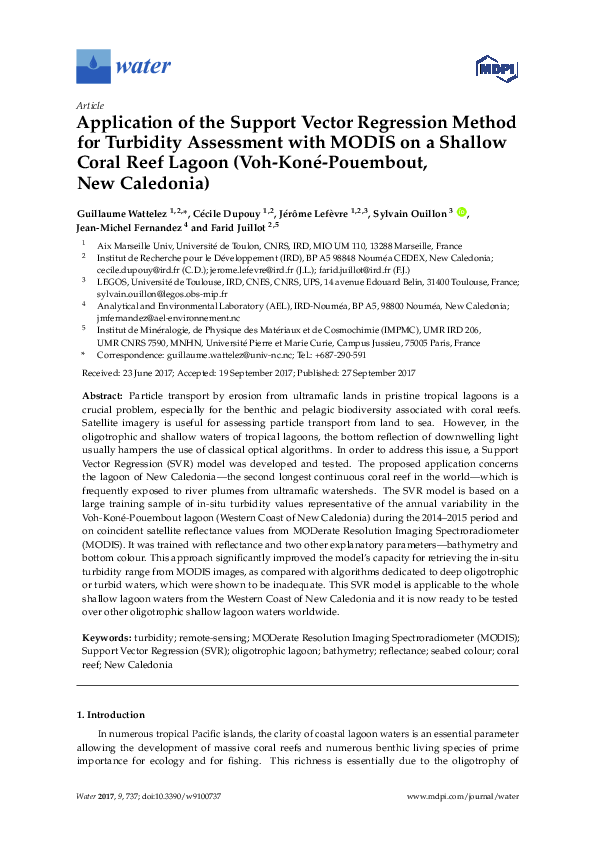 (PDF) Application of the Support Vector Regression Method for Turbidity ...
