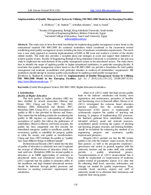 (PDF) Implementation of Quality Management System by Utilizing ISO 9001 ...