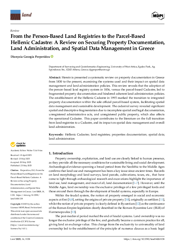 (PDF) From the Person-Based Land Registries to the Parcel-Based ...
