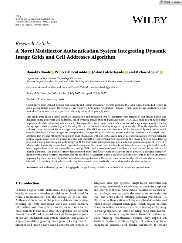 (PDF) A Novel Multifactor Authentication System Integrating Dynamic ...
