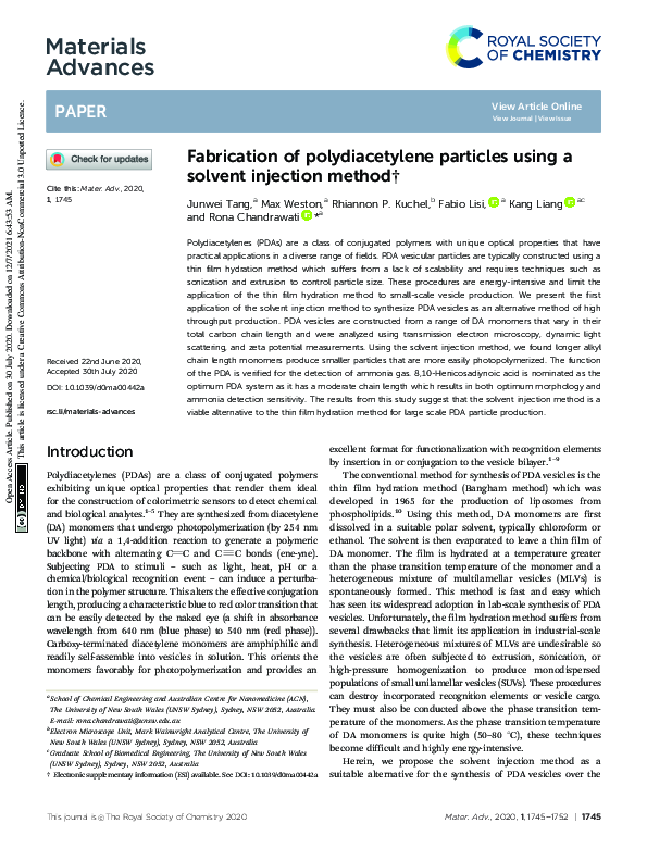 (PDF) Fabrication of polydiacetylene particles using a solvent ...