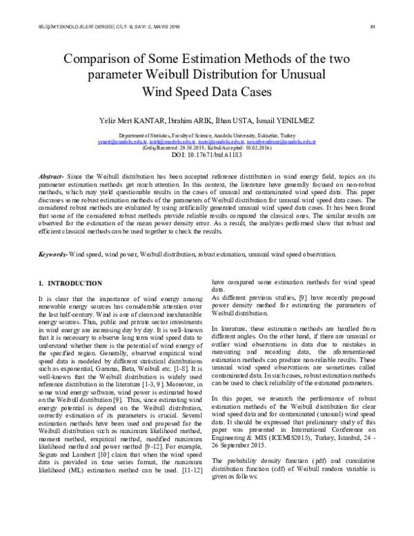 (PDF) Comparison of Some Estimation Methods of the two parameter ...