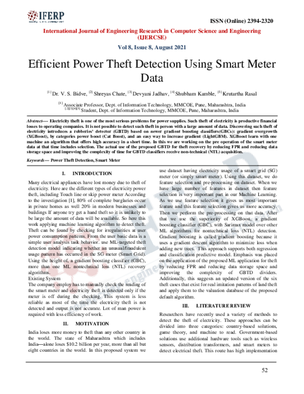 (PDF) Efficient Power Theft Detection Using Smart Meter Data