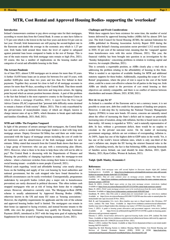 (PDF) MTR, Cost Rental and Approved Housing Bodies - Supporting the ...