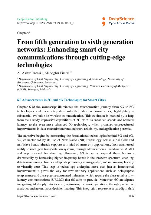 (PDF) From fifth generation to sixth generation networks: Enhancing ...