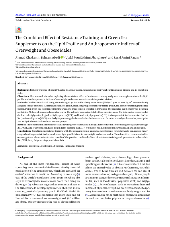 (PDF) The Combined Effect of Resistance Training and Green Tea ...