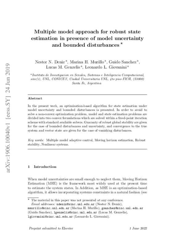 (PDF) Multiple model approach for robust state estimation in presence ...