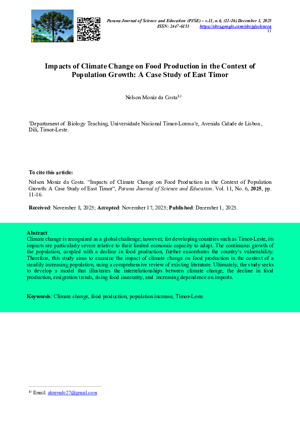 (PDF) Impacts of Climate Change on Food Production in the Context of ...