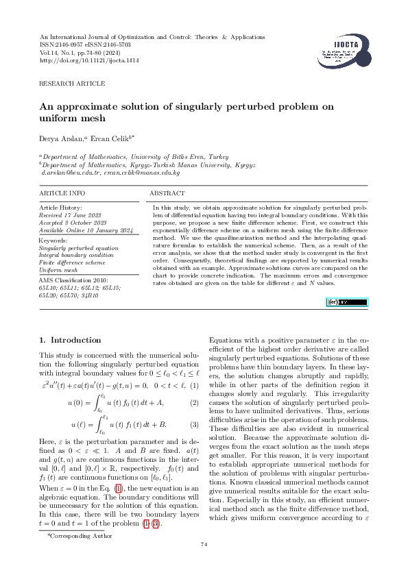 (PDF) An approximate solution of singularly perturbed problem on ...