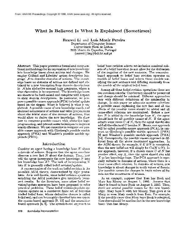 (PDF) What is believed is what is explained (sometimes)