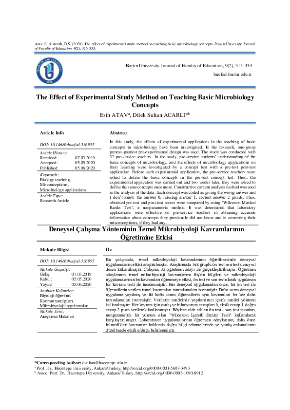 (PDF) The Effect of Experimental Study Method on Teaching Basic ...
