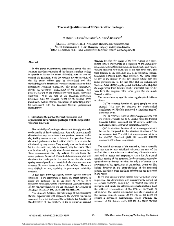 (PDF) Thermal qualification of 3D stacked die packages