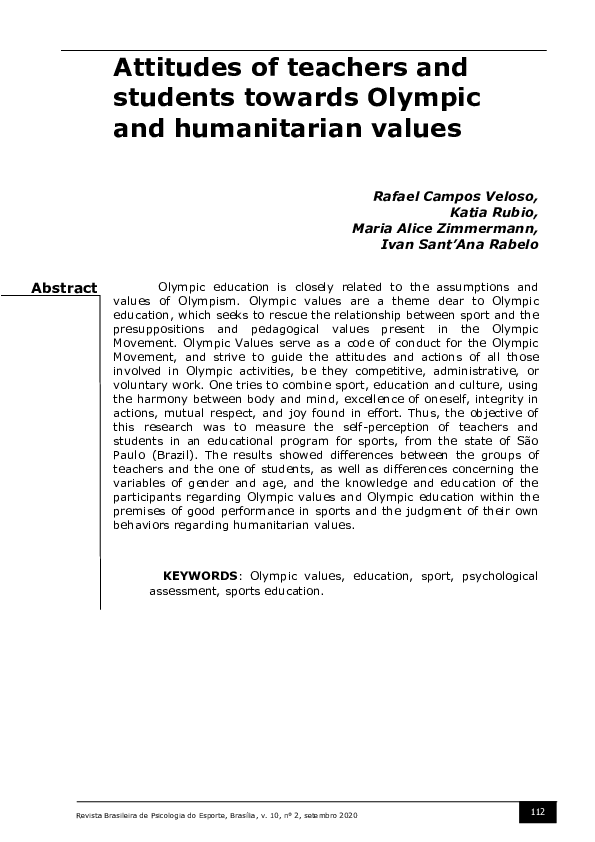 (PDF) Attitudes of teachers and students towards Olympic and ...