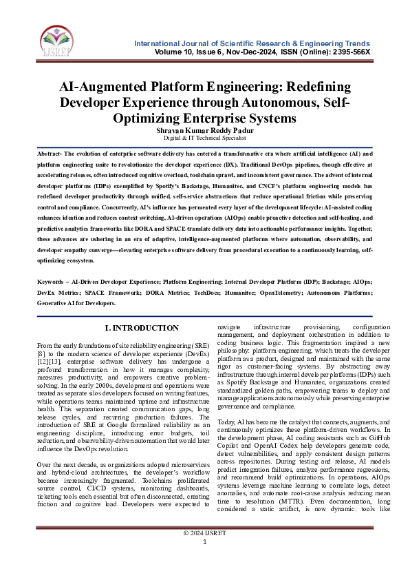 (PDF) AI-Augmented Platform Engineering: Redefining Developer ...