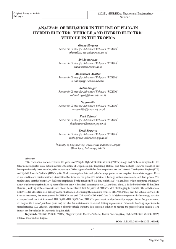 (PDF) Analysis of Behavior in the Use of Plug-In Hybrid Electric ...