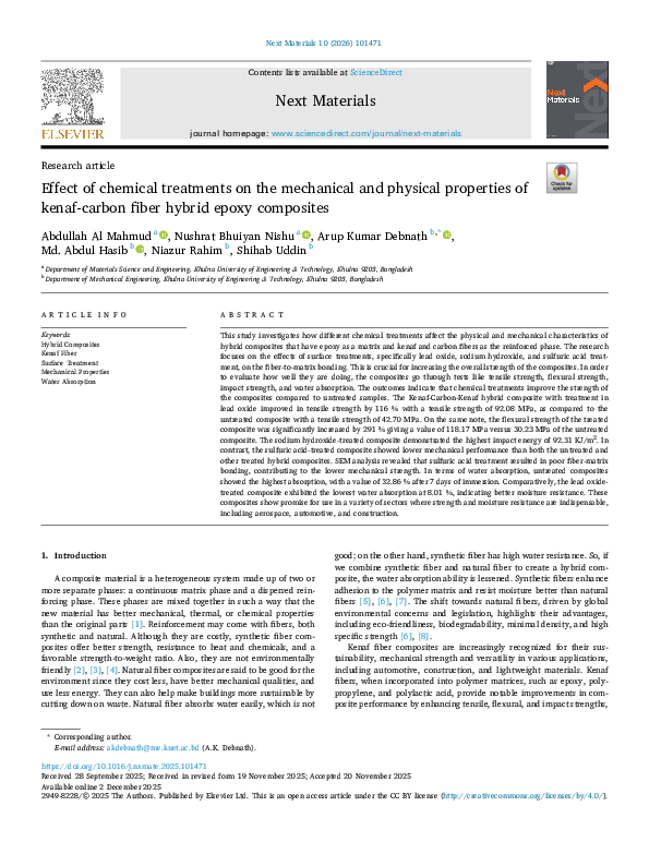 (PDF) Effect of chemical treatments on the mechanical and physical ...