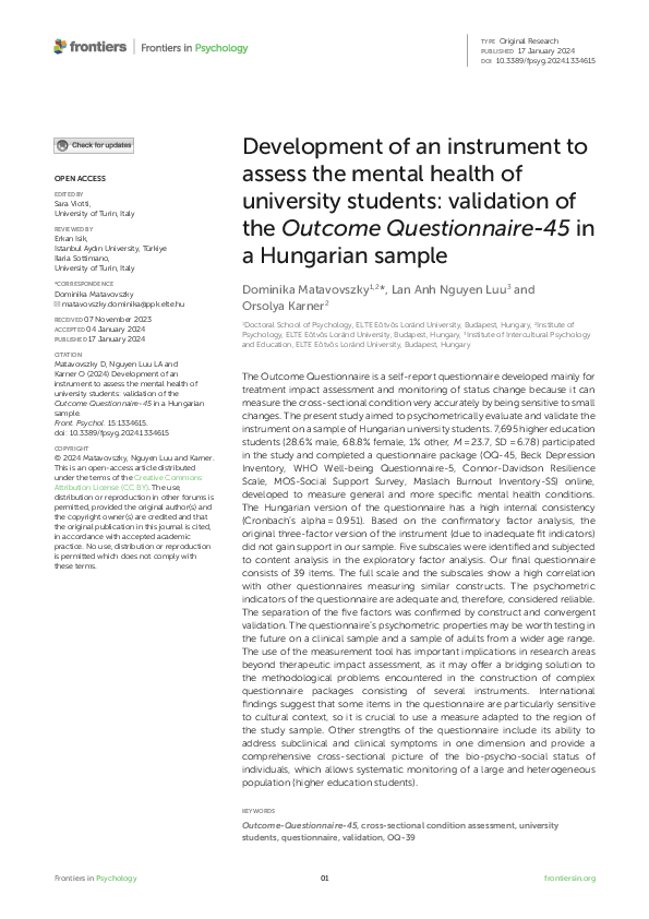 (PDF) Development of an instrument to assess the mental health of ...