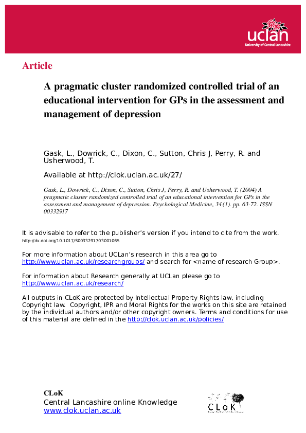 (PDF) A pragmatic cluster randomized controlled trial of an educational ...