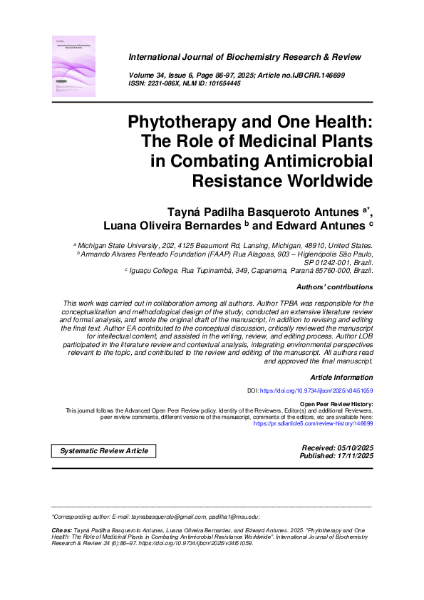 (PDF) Phytotherapy and One Health: The Role of Medicinal Plants in ...