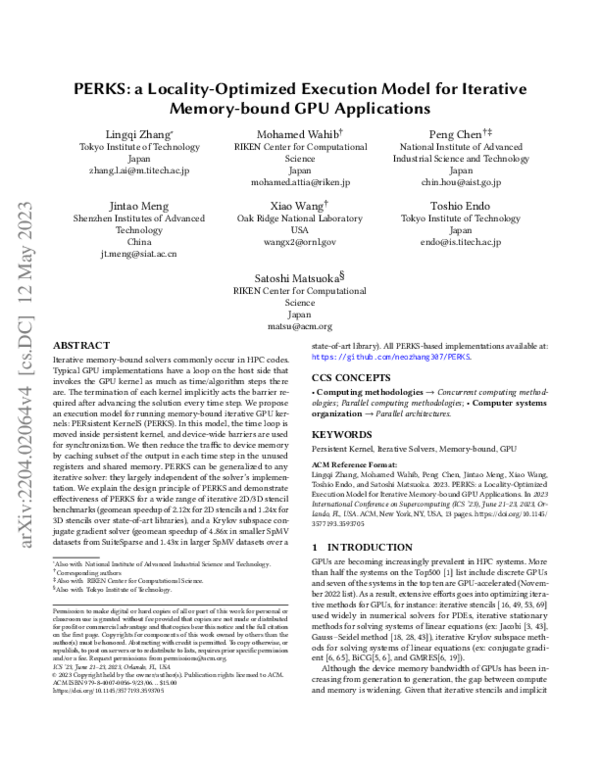 (PDF) Persistent Kernels for Iterative Memory-bound GPU Applications