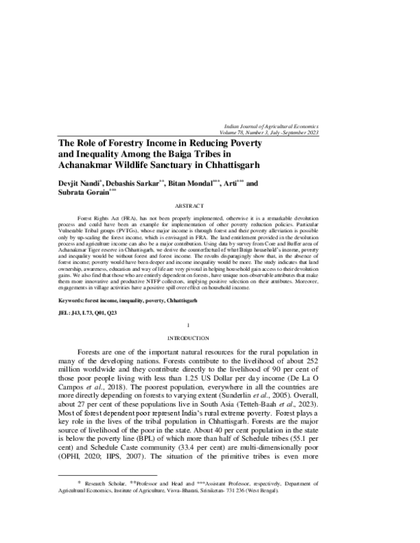 (PDF) The Role of Forestry Income in Reducing Poverty and Inequality ...