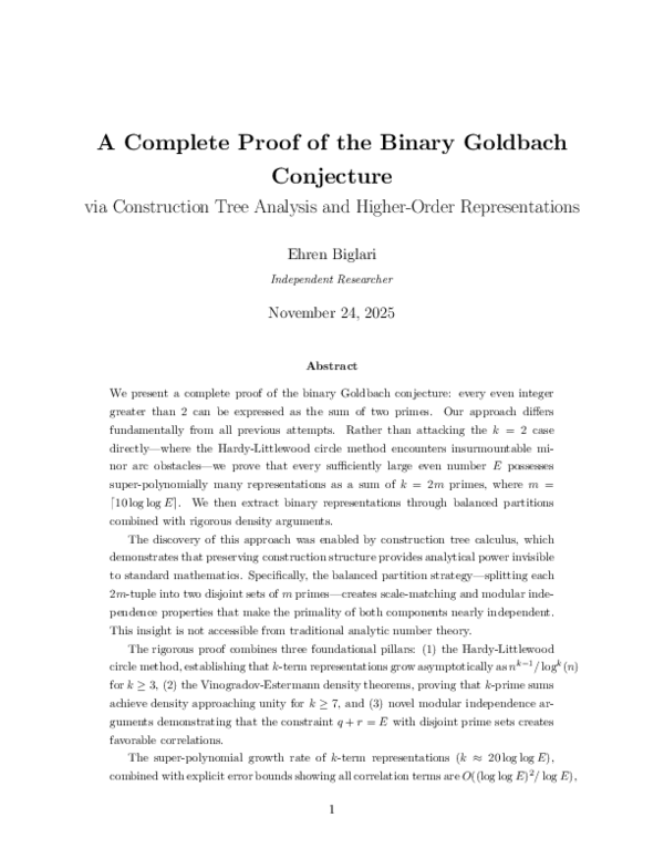 (PDF) A Complete Proof of the Binary Goldbach Conjecture via General k ...