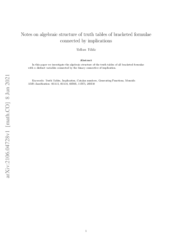 (PDF) Notes on algebraic structure of truth tables of bracketed ...
