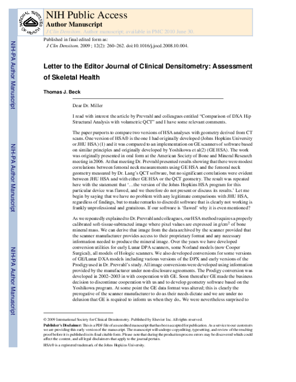 (PDF) Comparison of DXA Hip Structural Analysis With Volumetric QCT