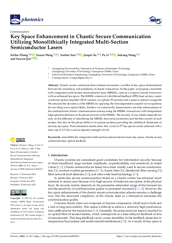 (PDF) Key Space Enhancement in Chaotic Secure Communication Utilizing ...