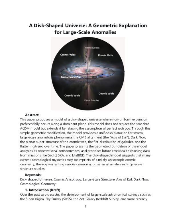 (PDF) A Disk-Shaped Universe: A Geometric Explanation for Large-Scale ...