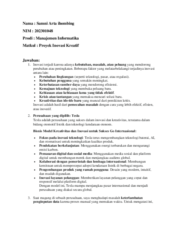 (PDF) Nama : Samni Arta ihombing NIM : 202301048 Prodi : Manajemen ...