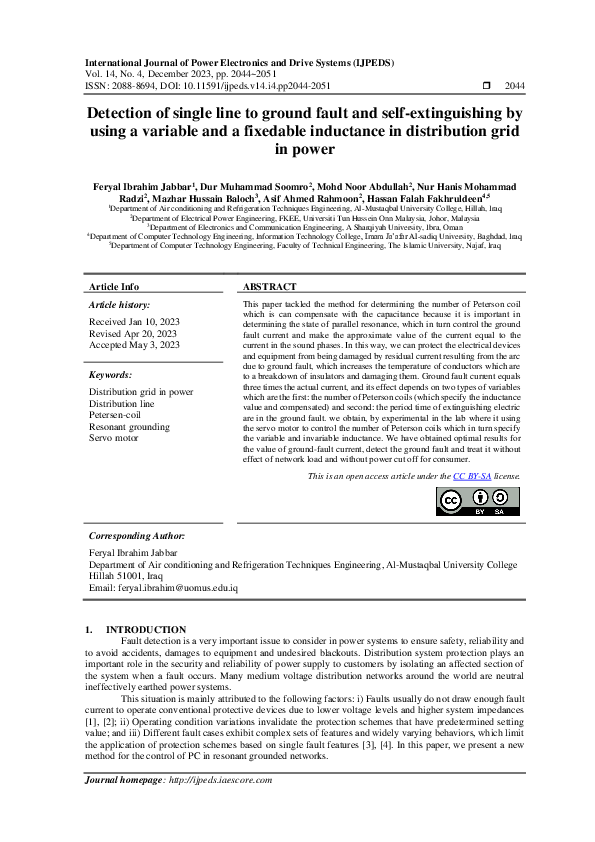 (PDF) Detection of single line to ground fault and self-extinguishing ...