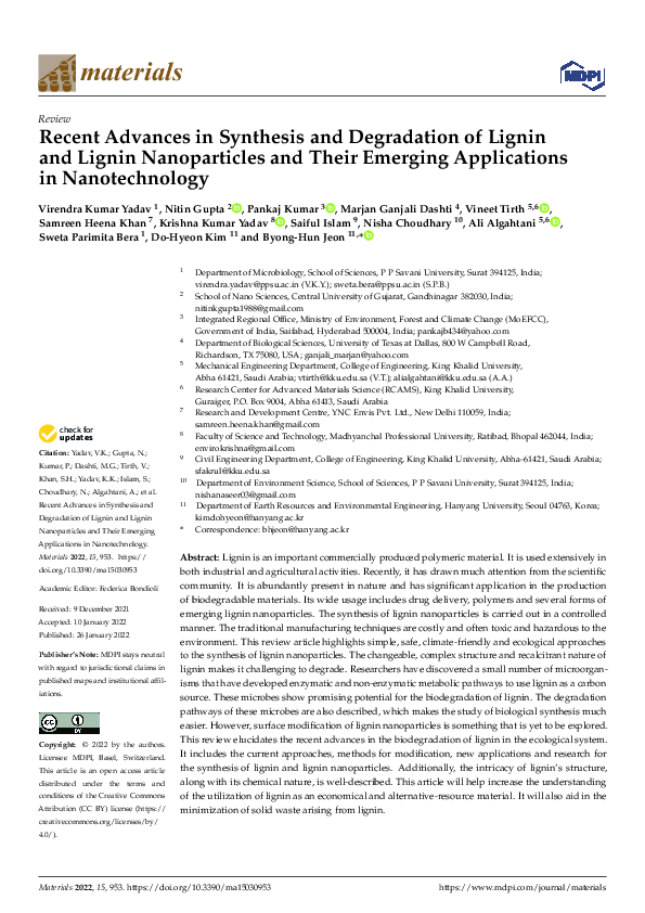 (PDF) Recent Advances in Synthesis and Degradation of Lignin and Lignin ...