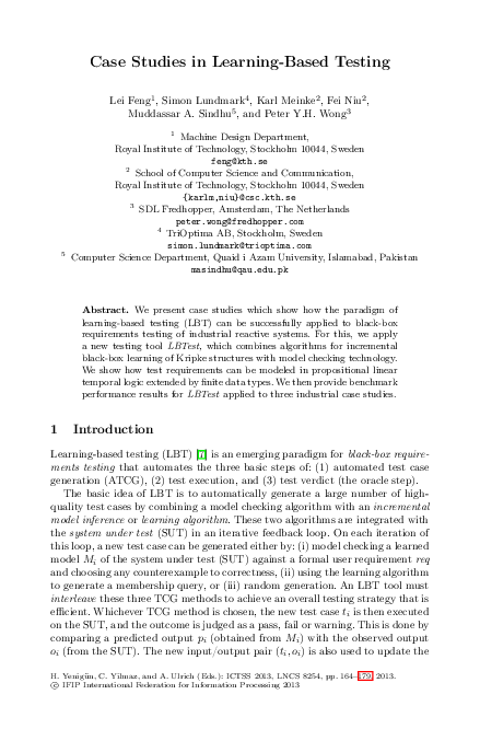 (PDF) Case Studies in Learning-Based Testing