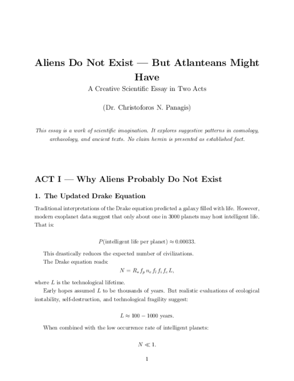 (PDF) Aliens Do Not Exist -But Atlanteans Might Have