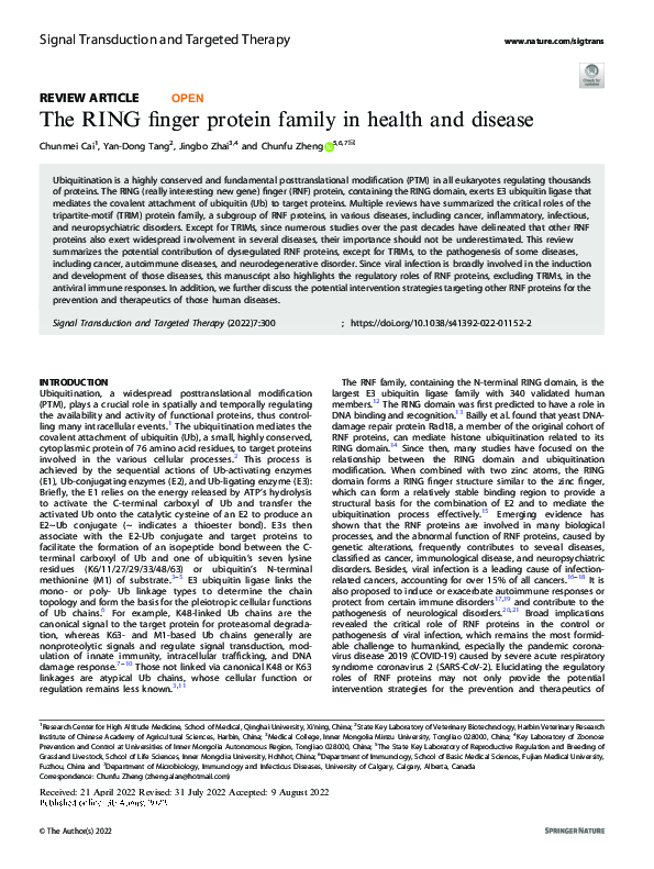 (PDF) The RING finger protein family in health and disease