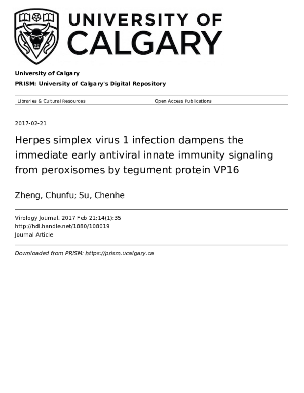 (PDF) Herpes simplex virus 1 infection dampens the immediate early ...