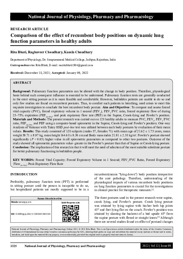 (PDF) Comparison of the effect of recumbent body positions on dynamic ...