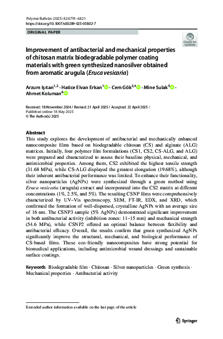 (PDF) Improvement of antibacterial and mechanical properties of ...