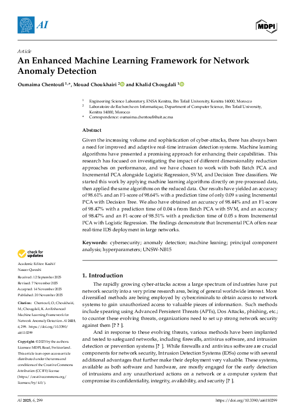 (PDF) An Enhanced Machine Learning Framework for Network Anomaly Detection
