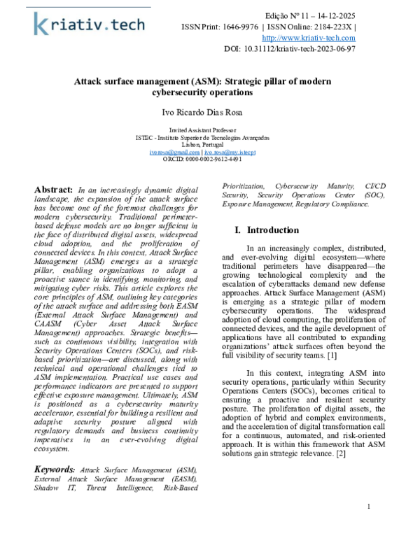 (PDF) Attack surface management (ASM): Strategic pillar of modern ...