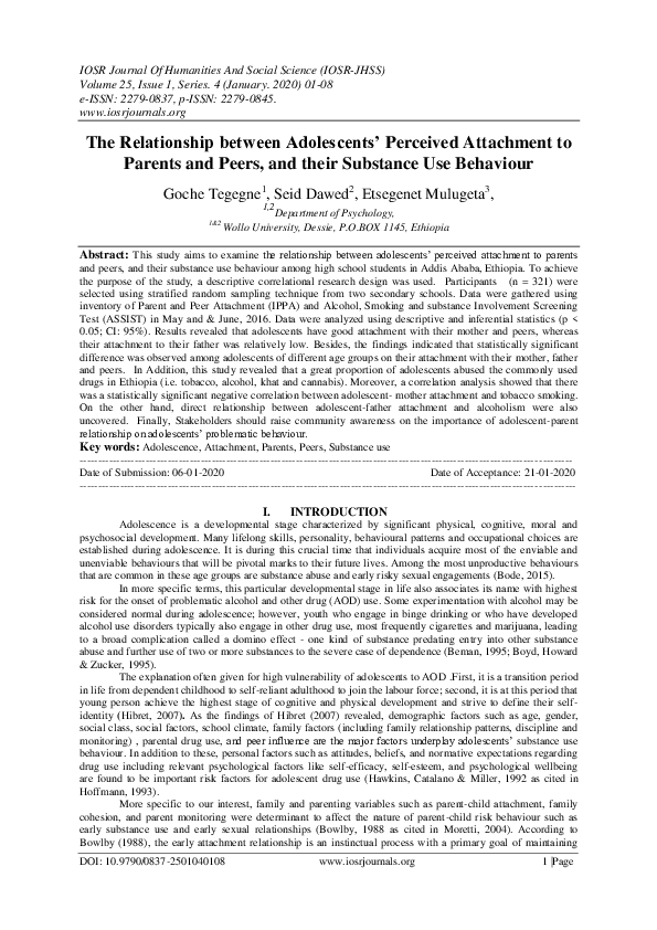 (PDF) The Relationship between Adolescents’ Perceived Attachment to ...